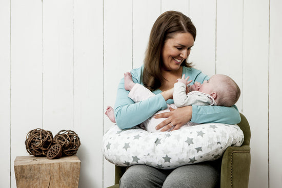 Dreamgenii Baby Feeding Nursing Pillow Cover - Grey Stars - Cotton Spare Cover