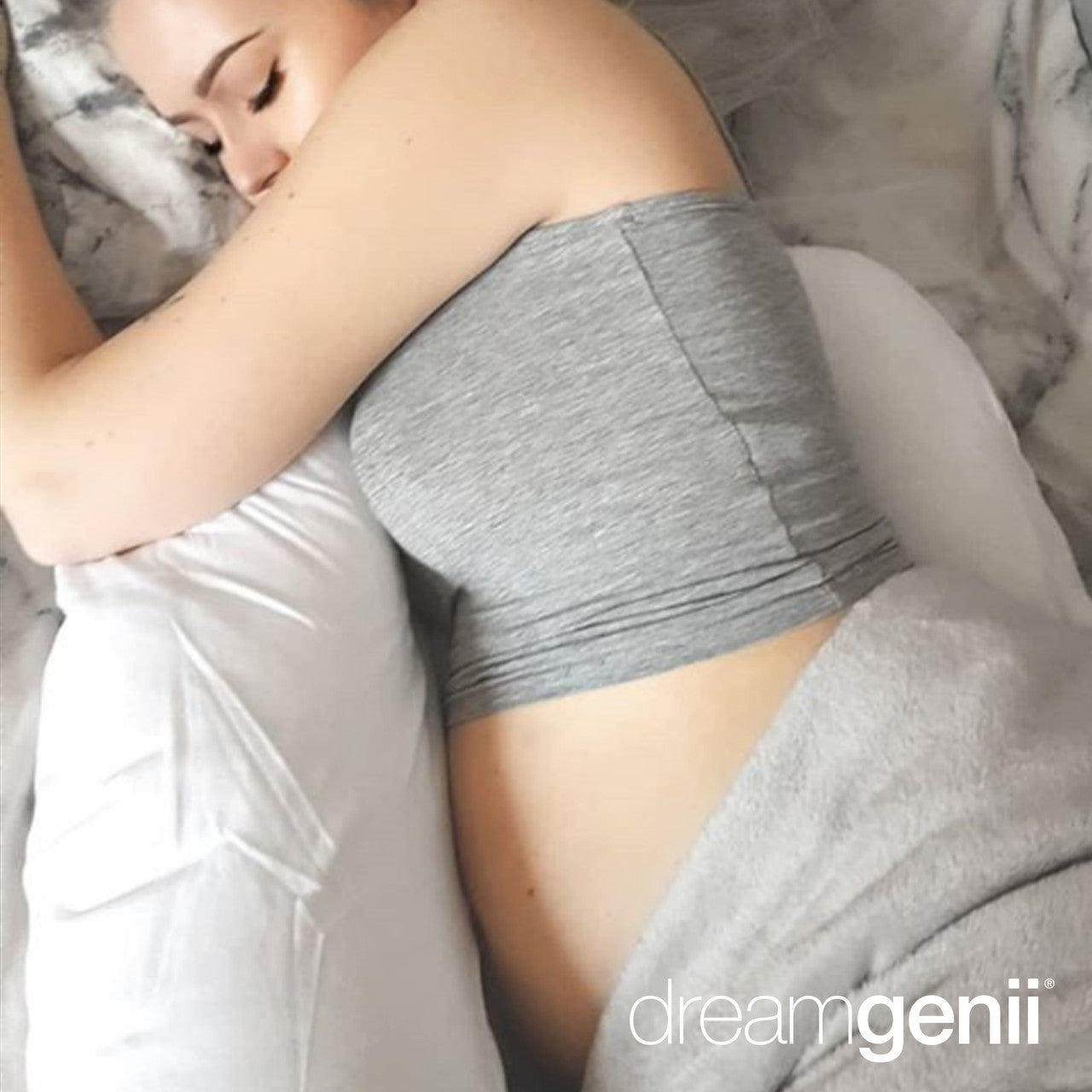 Dreamgenii Pregnancy, Support and Feeding Pillow White Jersey Cotton